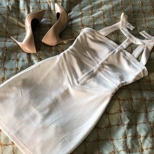 Nasty Gal White Cage Halter Mini Dress